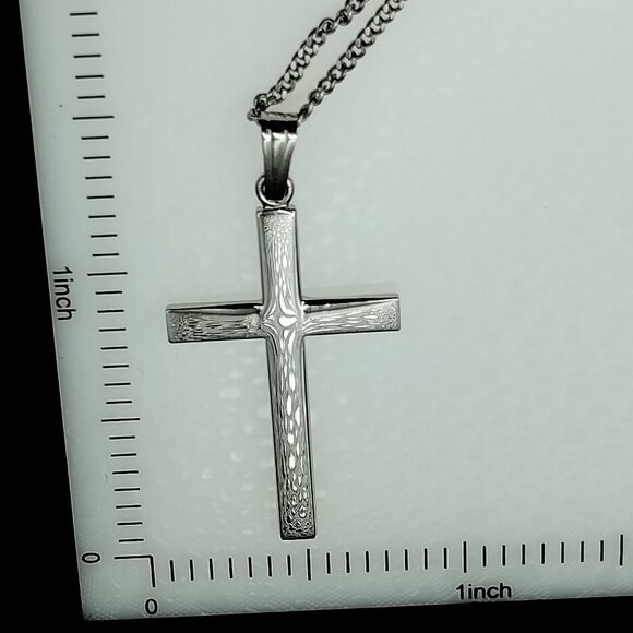 Sterling  Polished Cross Pendant Necklace - Picture 11 of 14